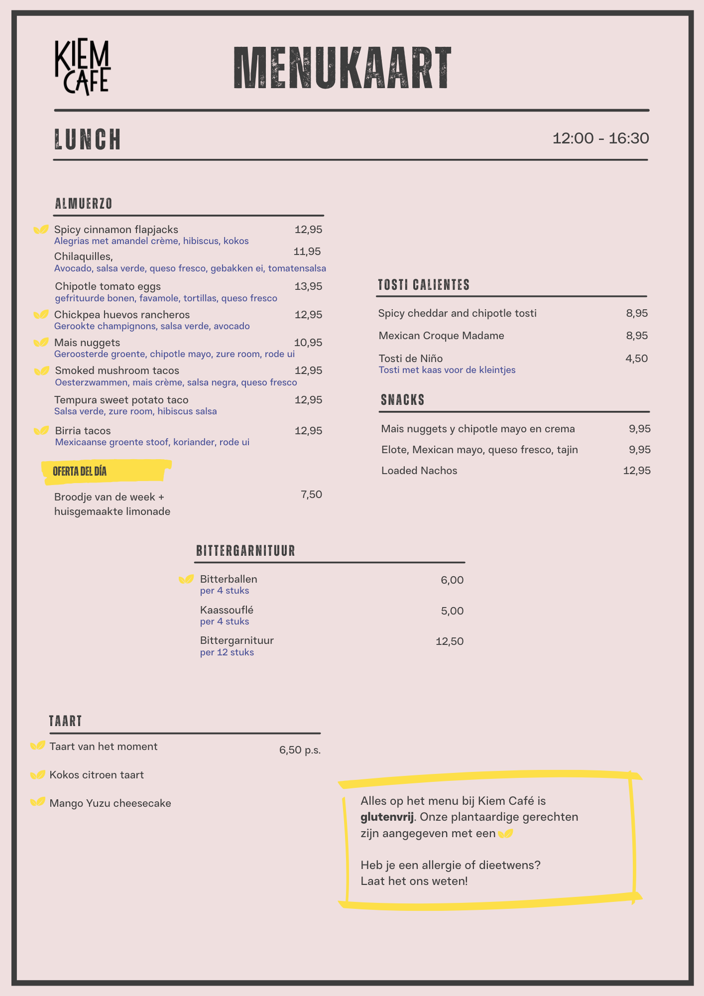 Lunch menu Kiem Cafe